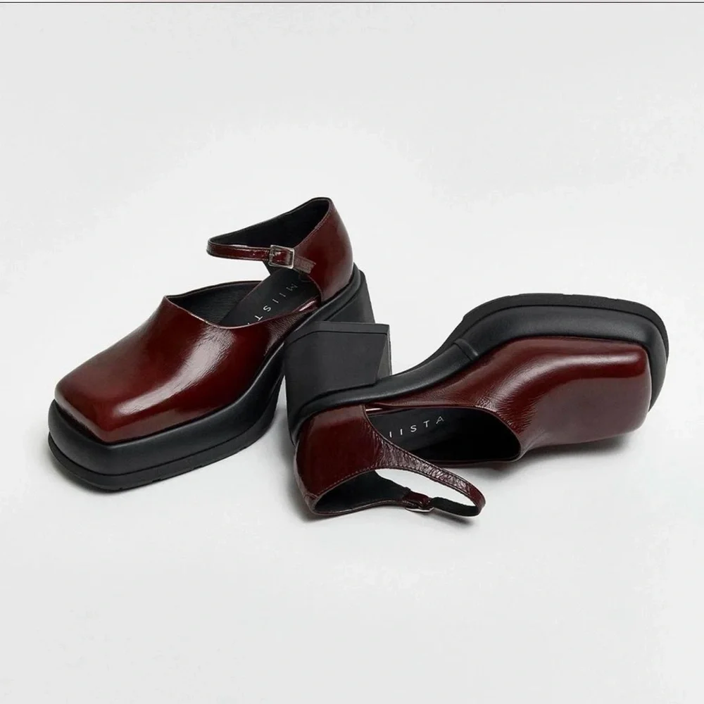 Miista E8 Coral Mary Janes in Burgundy / New Brown - Picture 2 of 10